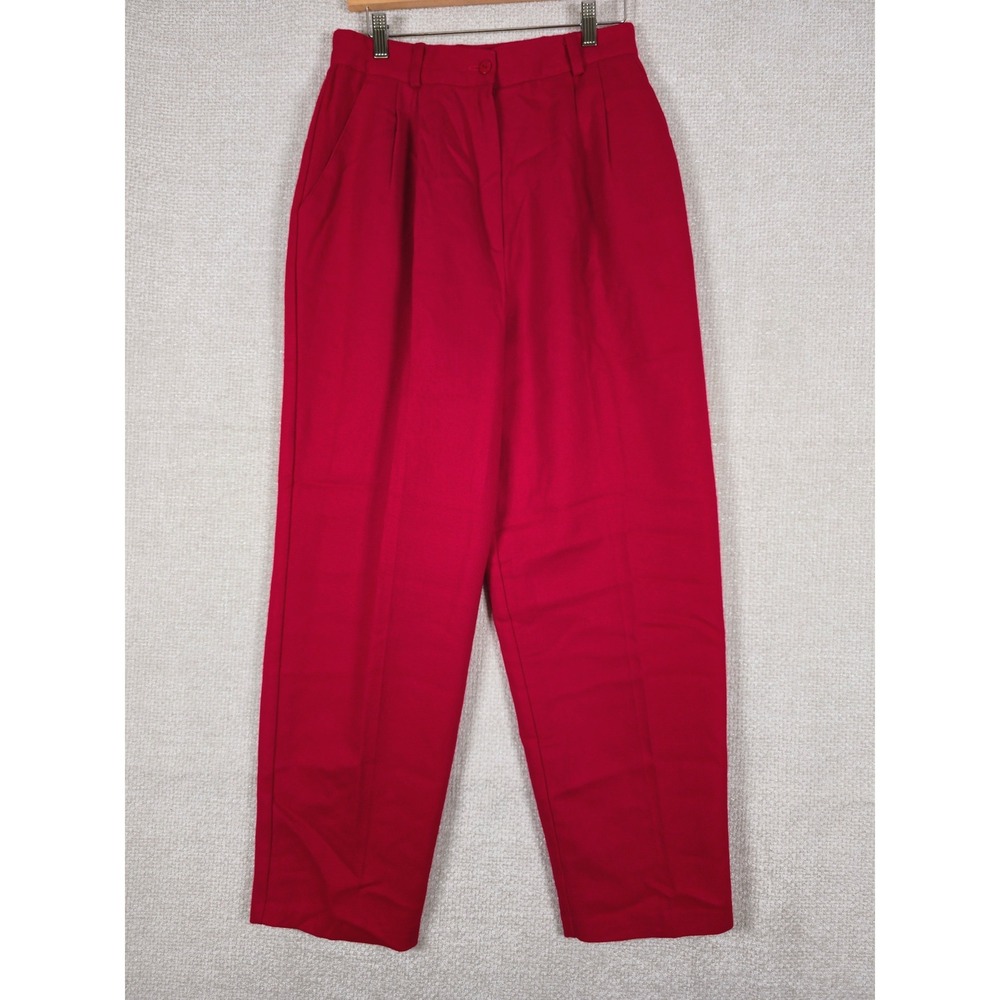 Requirements Vintage Red Wool Pleated Trousers High Waist Made in USA Womens 12